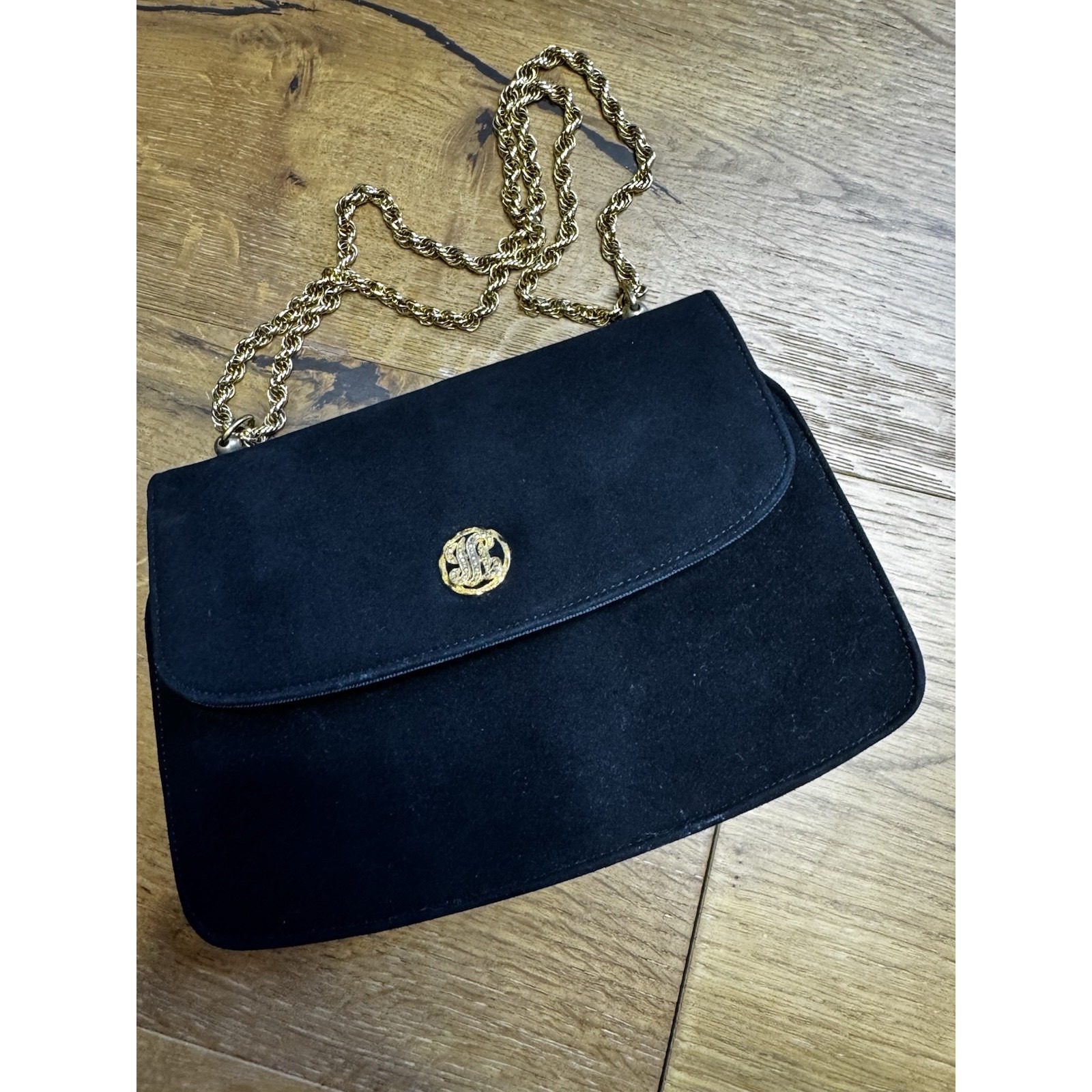 Bienen-Davis Vintage Black Evening Bag With Saks Fifth Avenue Mirror